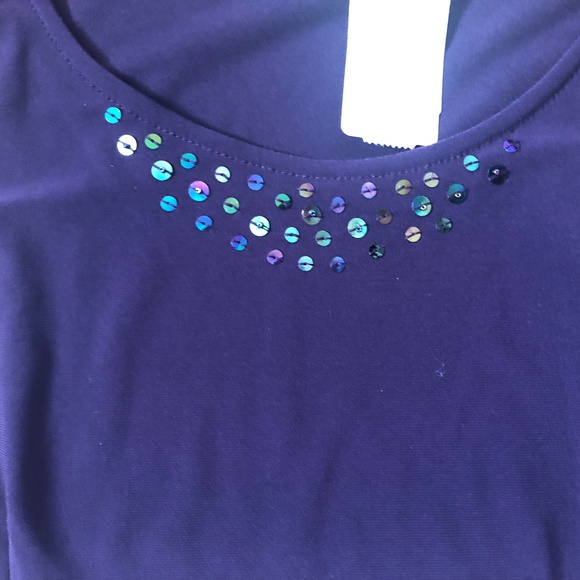 SagHarbor 2Toned Purple-Beige Sleeveless Blouse - Picture 8 of 8